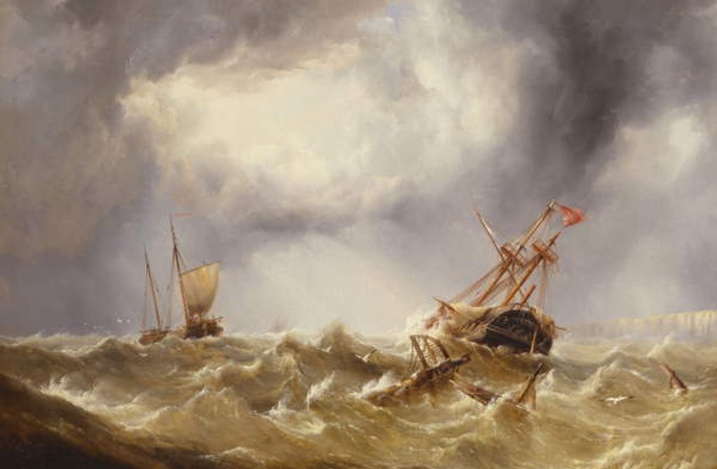 Detail of Dismasted in a Storm off the Kent Coast by Henry Redmore