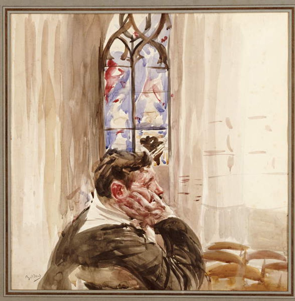 Detail of Portrait of a Man in a Church, 1900 by Giovanni Boldini