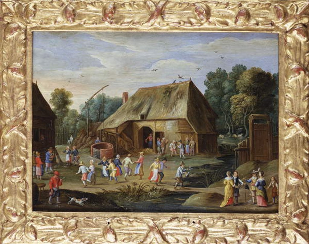 Detail of Gentry at a Peasant Dance in a Farmyard by Jan van the Elder Kessel