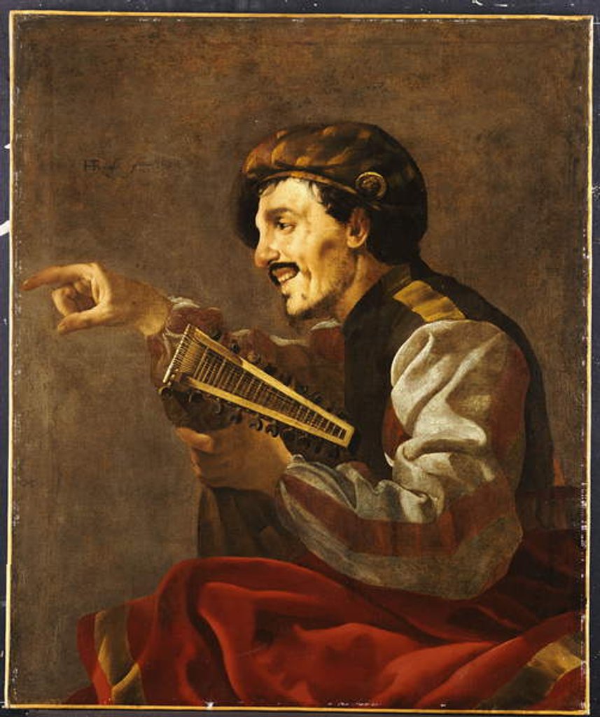 Detail of A Seated Lutanist Pointing by Hendrick Ter Brugghen
