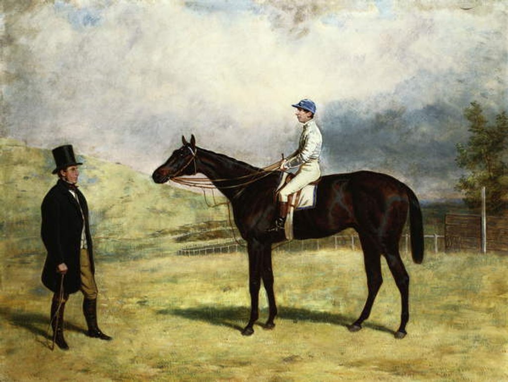 Detail of A Gentleman by his Racehorse with Jockey Up on a Racecourse, 1863 by Harry Hall