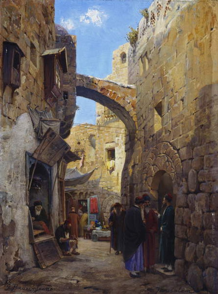 Detail of Street Scene in Jerusalem by Gustave Bauernfeind