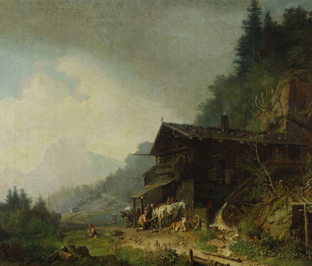 Detail of A Forge in the Bavarian Alps by Heinrich Burkel
