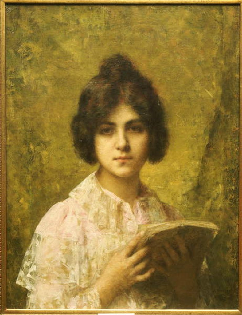 Detail of Young Woman holding a Book by Alexei Alexevich Harlamoff