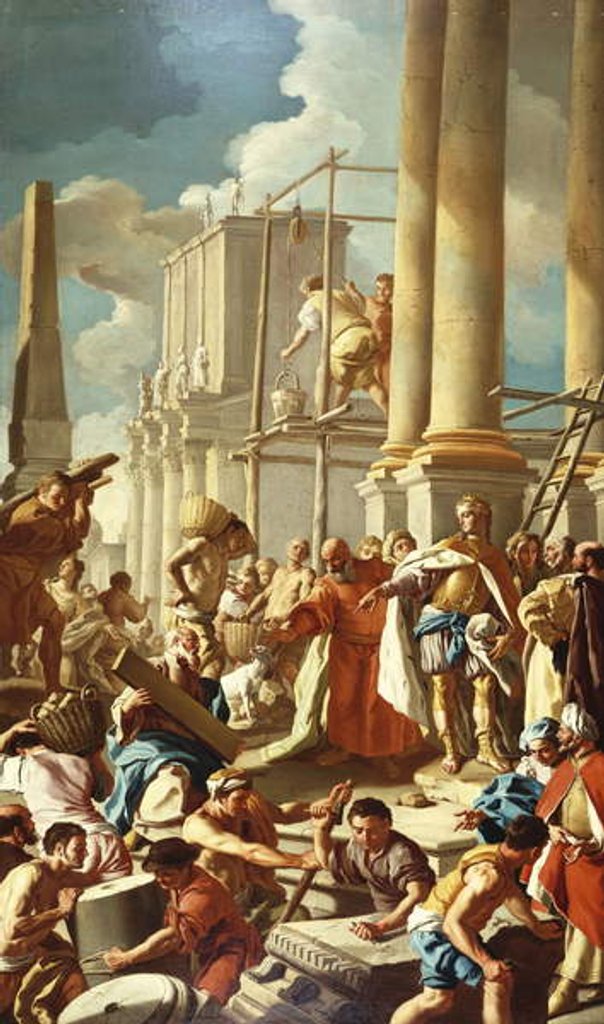 Detail of Robert of Anjou constructing the Church of Santa Chiara, Naples by Francesco de Mura