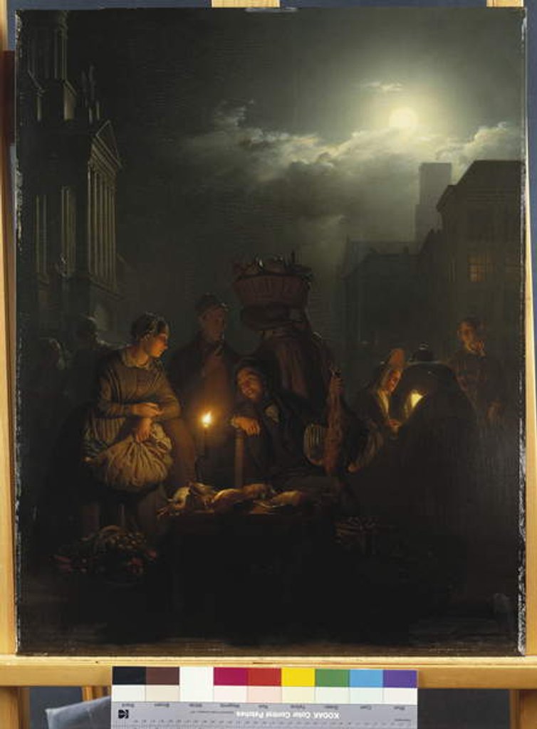 Detail of Night Market in Antwerp by Petrus van Schendel