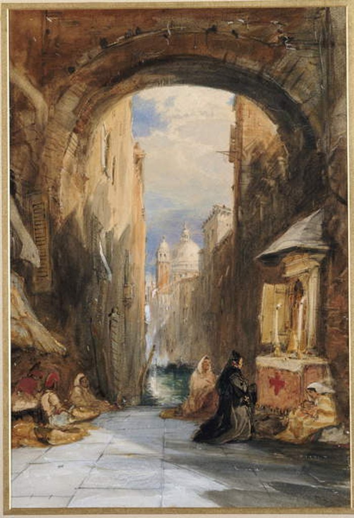 Detail of Venice: an Edicola beneath an Archway, with Santa Maria della Salute in the Distance, 1853 by James Holland