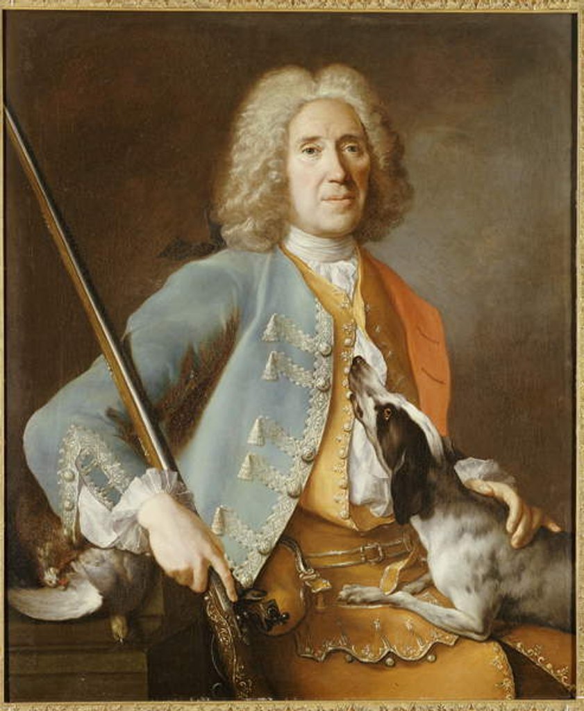 Detail of Portrait of a Sportsman holding a Gun with a Hound by Jean-Baptiste Oudry
