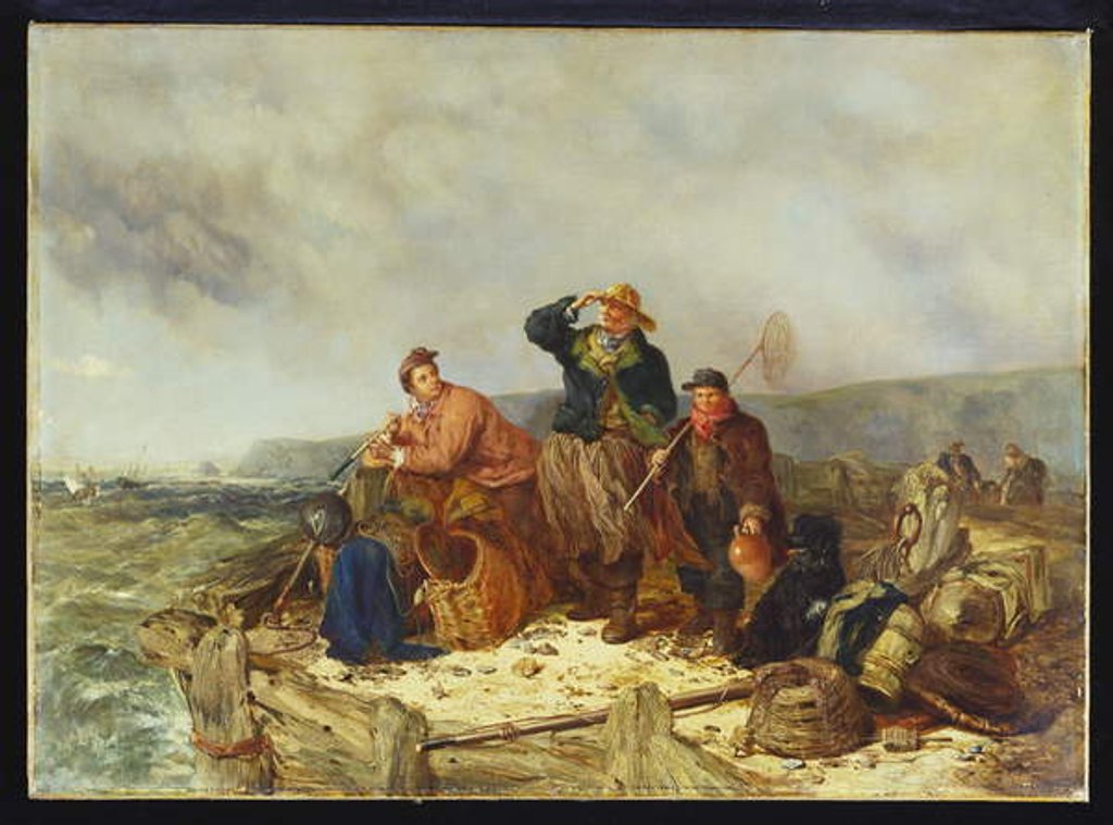 Detail of Fishermen on a Quay during a Storm by Henry Parker