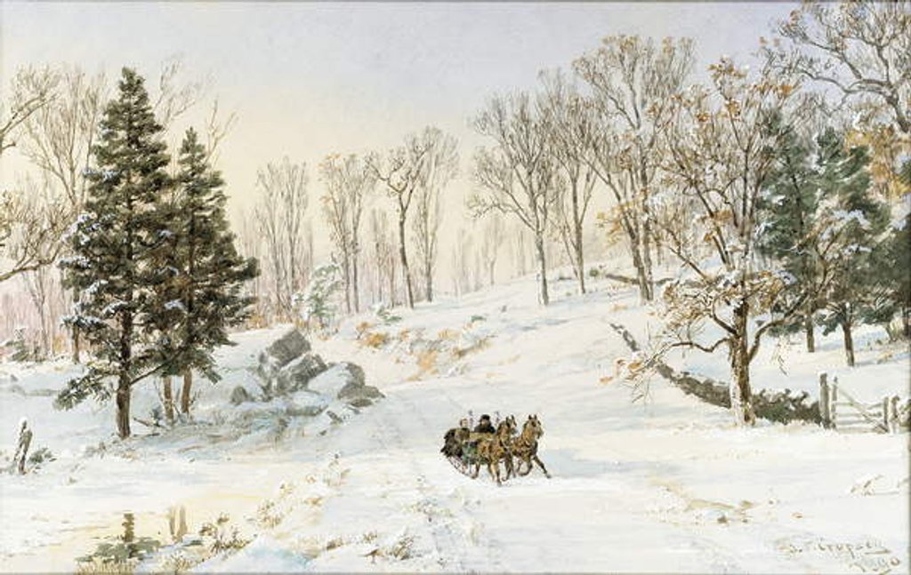 Detail of Winter on Ravensdale Road, Hastings-on-Hudson, 1890 by Jasper Francis Cropsey