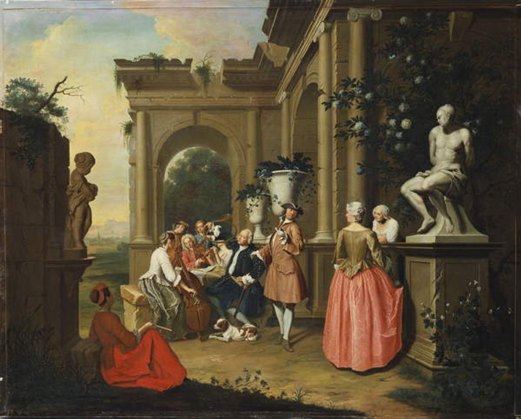 Detail of A Concert by a Portico, 1739 by Peter Jacob Horemans