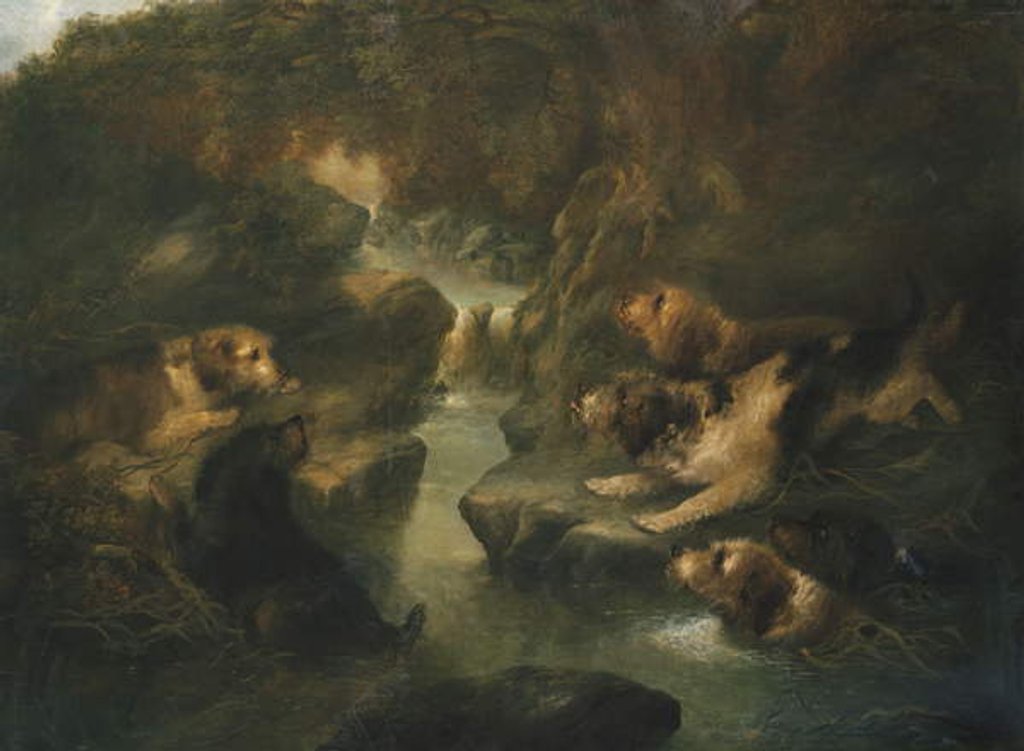 Detail of Otter Hunting, 1867 by George Armfield