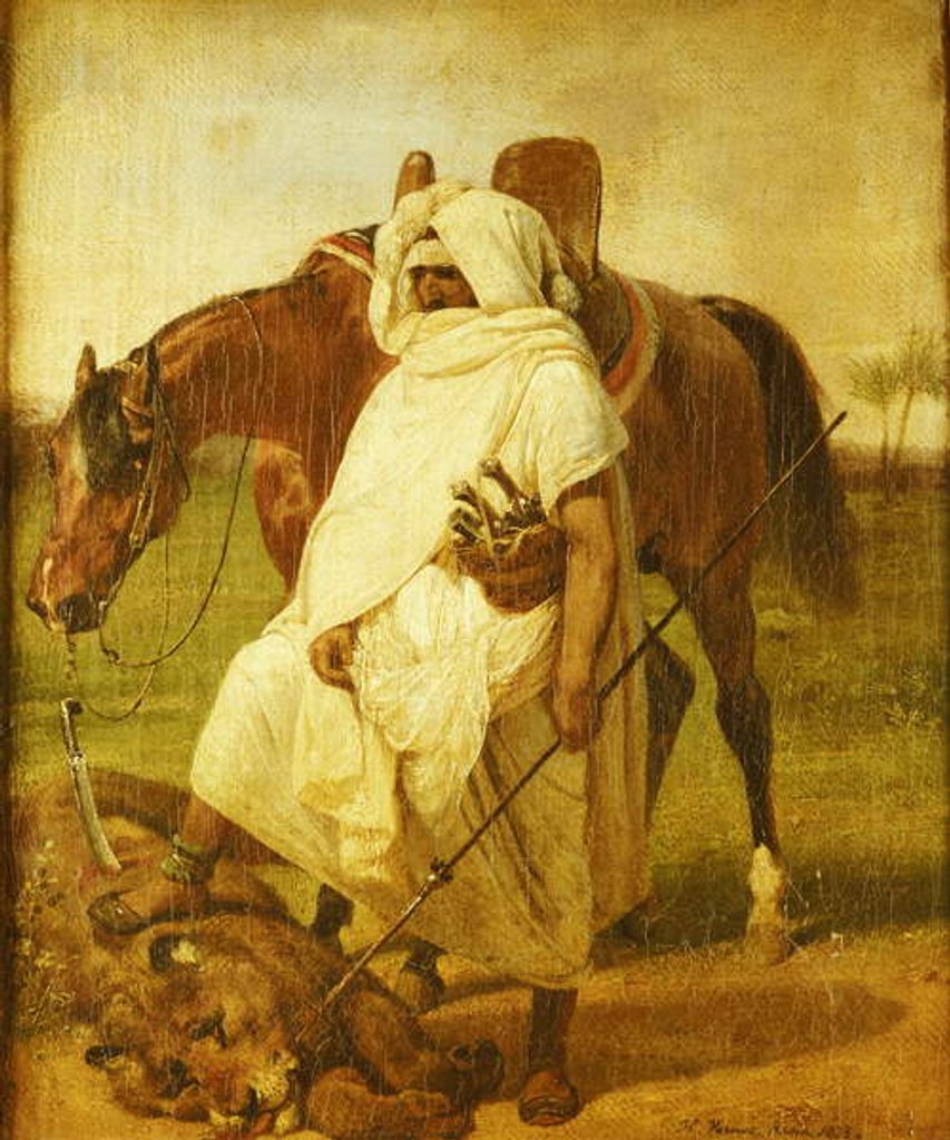Detail of The Lion Hunter, 1833 by Emile Jean Horace Vernet