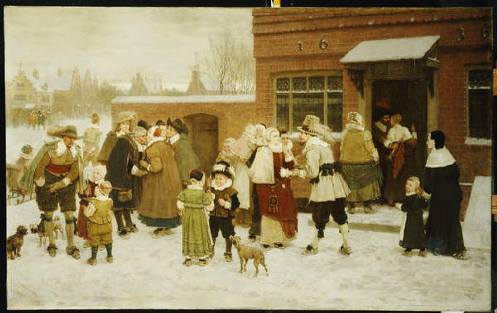 Detail of New Year's Day, New Amsterdam, 1876 by George Henry Boughton