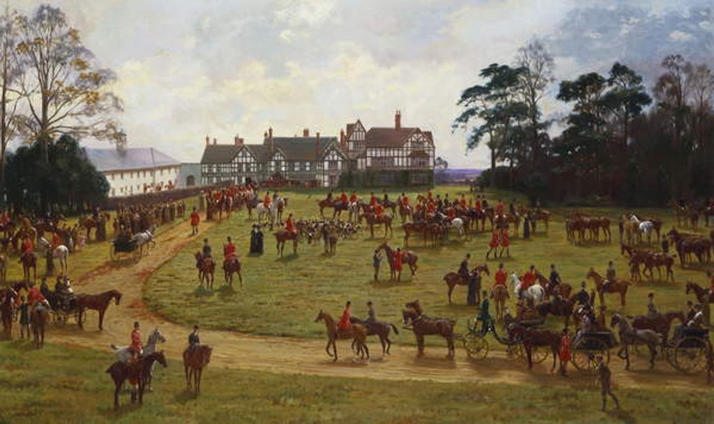 Detail of The Cheshire Hunt - the Meet at Calveley Hall by George Goodwin Kilburne