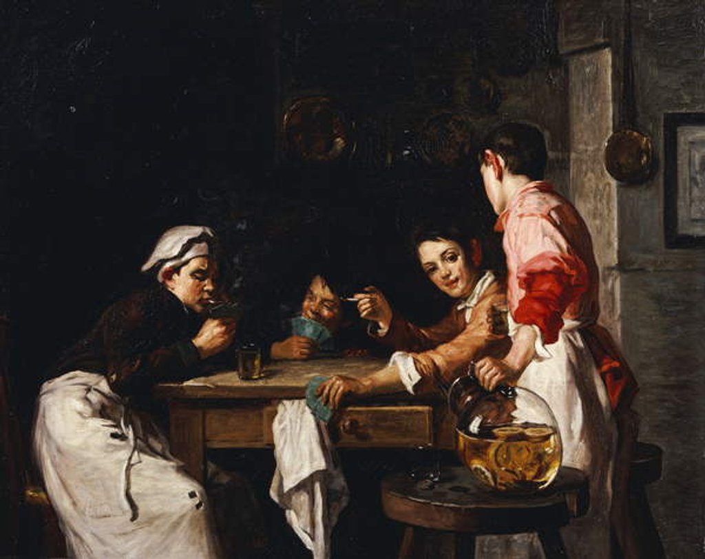 Detail of The Young Card Players by Joseph Bail