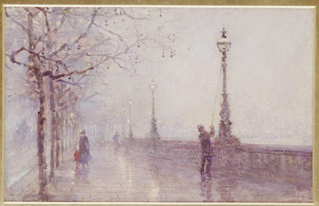 Detail of The Last Lamp, Thames Embankment, 1892 by Rose Maynard Barton