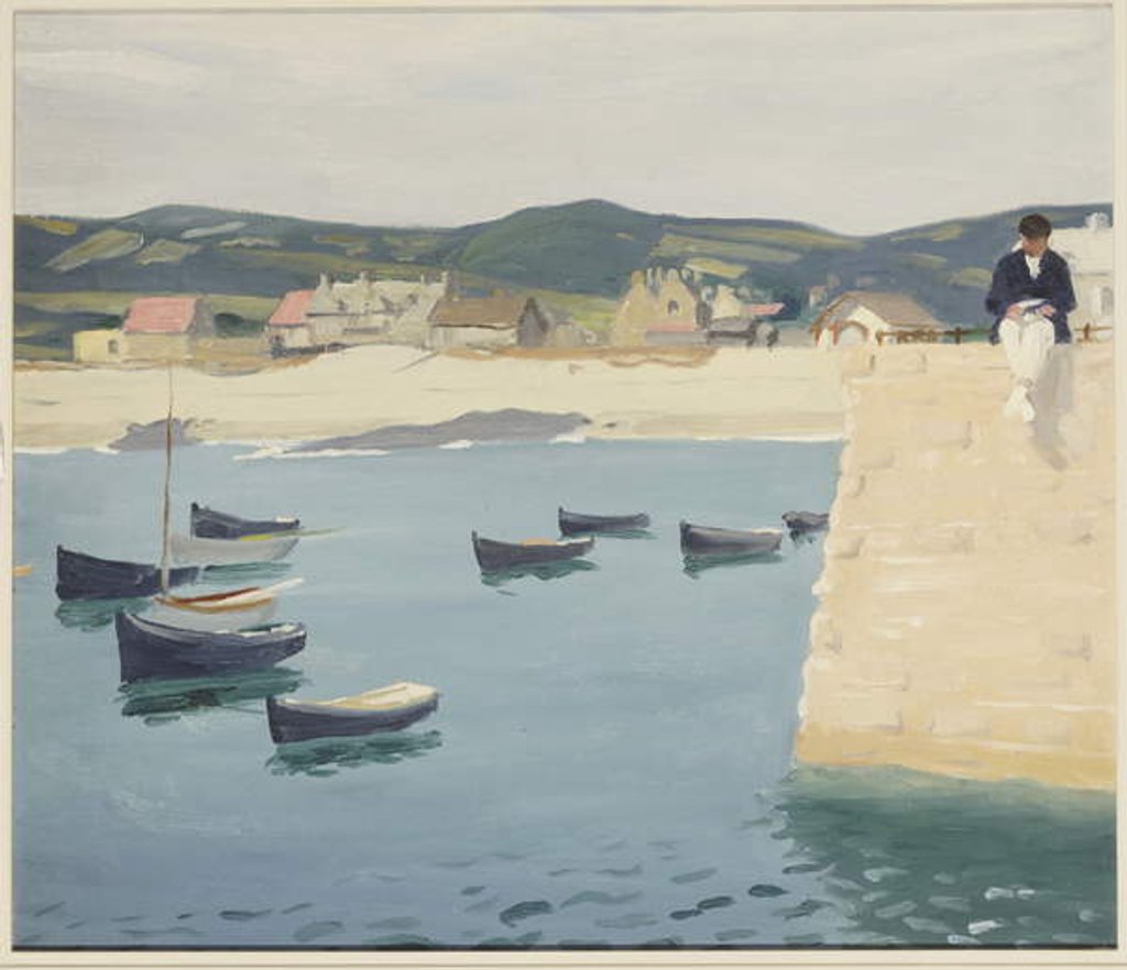 Detail of Boy Reading on a Harbour's Edge by William Strang