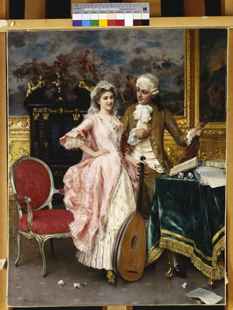 Detail of The Music Lesson by Federigo Andreotti