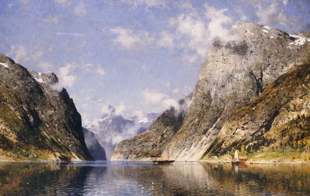 Detail of A Norwegian Fjord by Adelsteen Normann