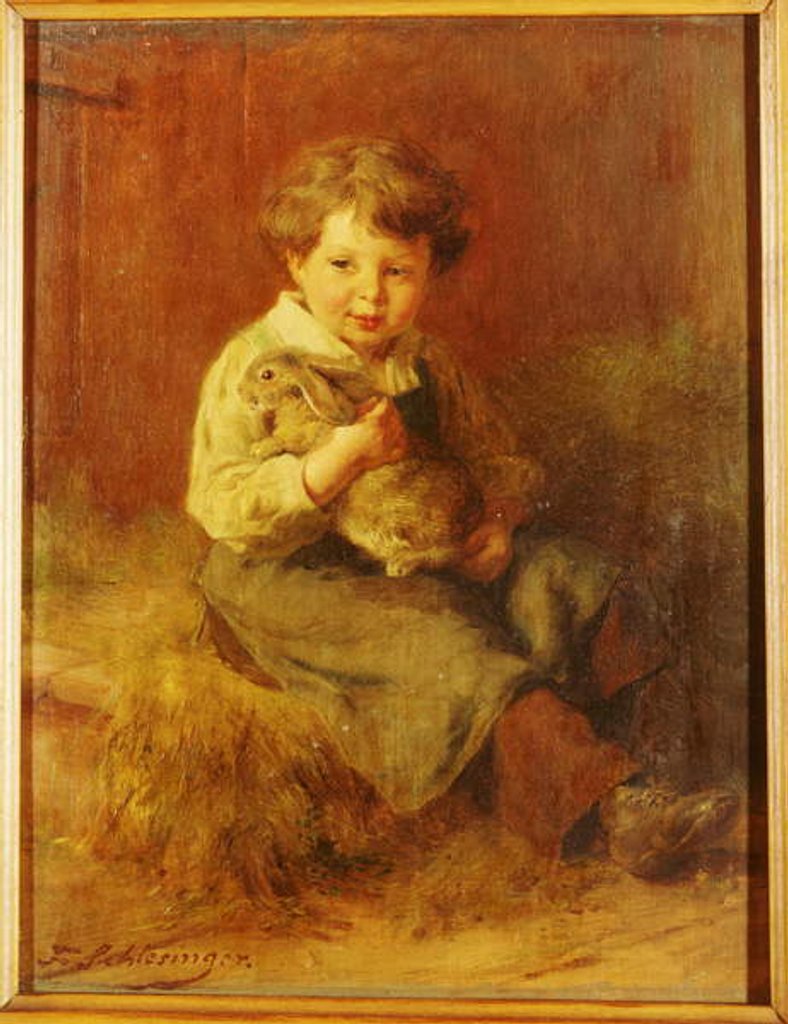 Detail of The Pet Rabbit by Felix Schlesinger