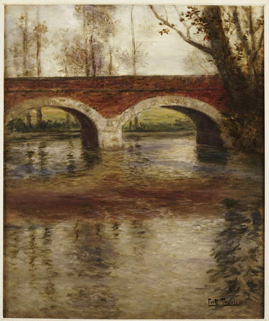 Detail of A River Landscape with a Bridge by Fritz Thaulow