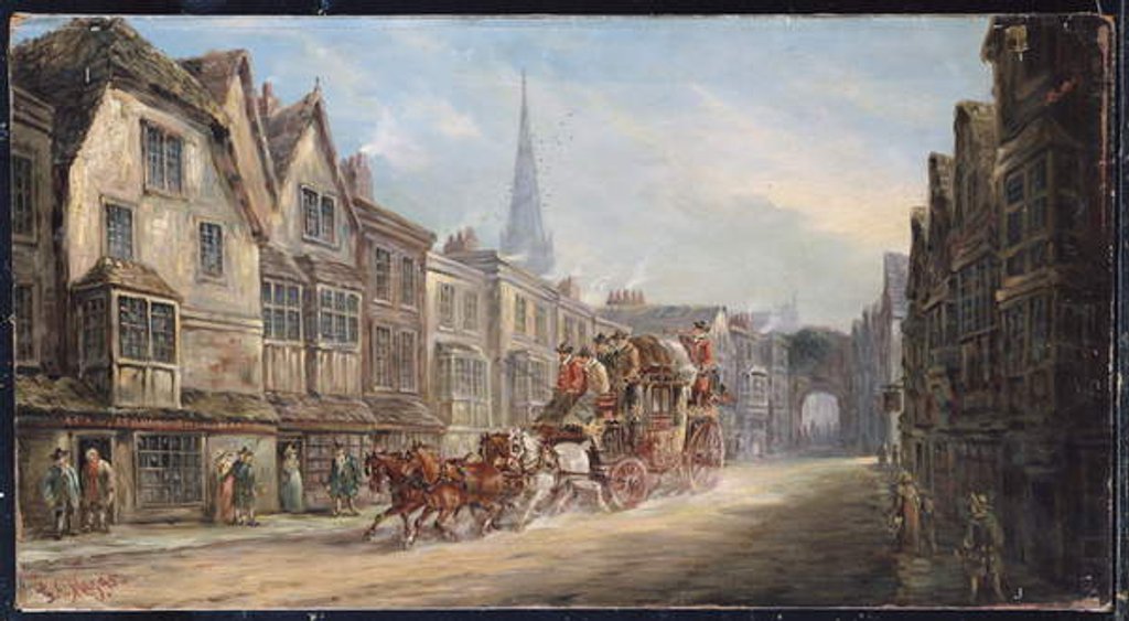 Detail of The London to Exeter Royal Mail Passing through Salisbury, 1895 by J.C. Maggs