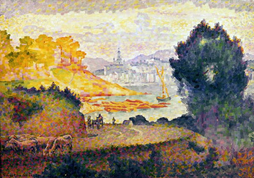 Detail of A View of Menton, 1899-1900 by Henri-Edmond Cross