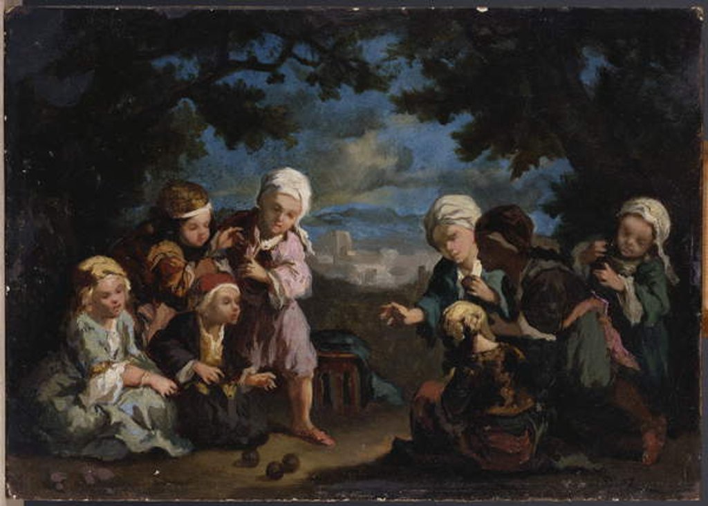 Detail of Turkish Children playing Boules in a Clearing by Narcisse Virgile Diaz de la Pena