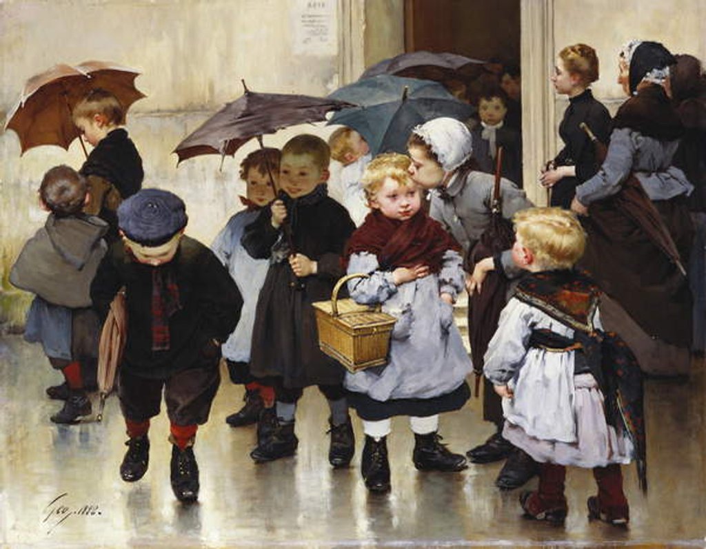 Detail of Leaving the Class, 1888 by Henri Jules Jean Geoffroy