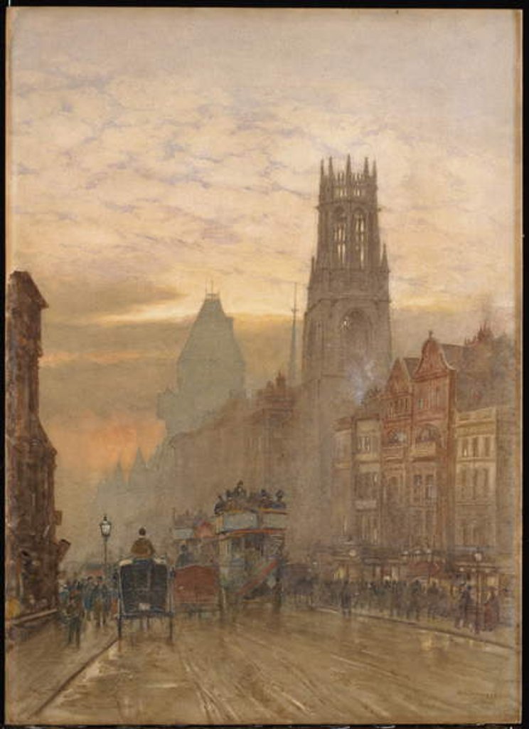 Detail of Fleet Street by Temple Bar by Herbert Menzies Marshall