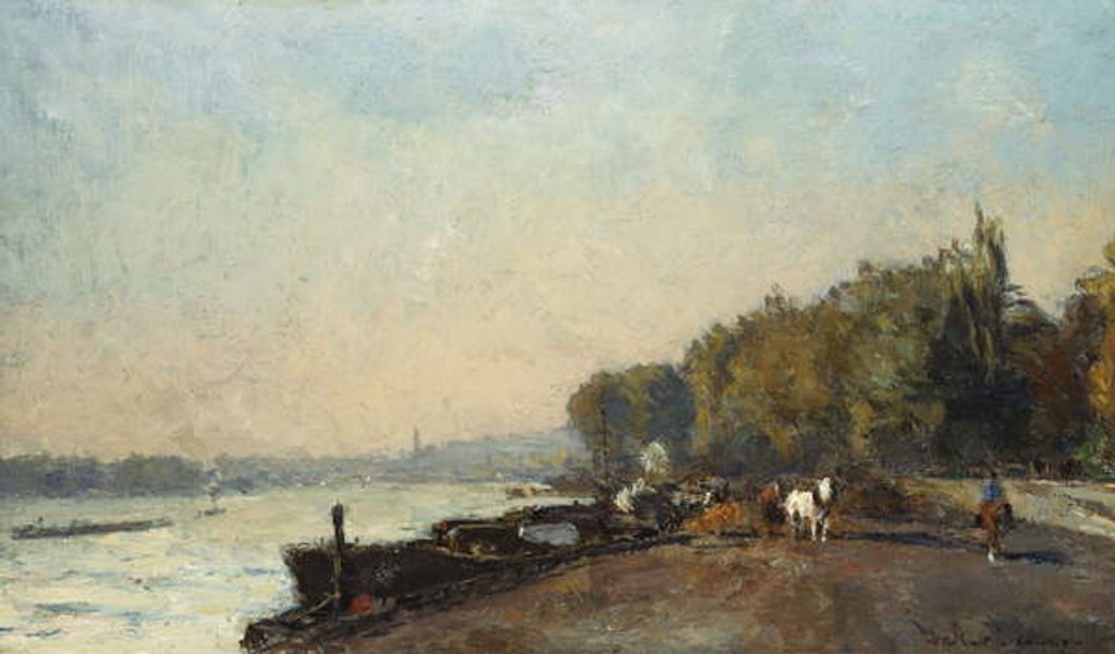 Detail of On the Bridge at Suresnes in Autumn by Albert-Charles Lebourg