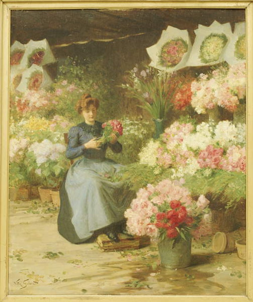 Detail of Flower Seller in front of the Madeleine Church by Victor Gabriel Gilbert