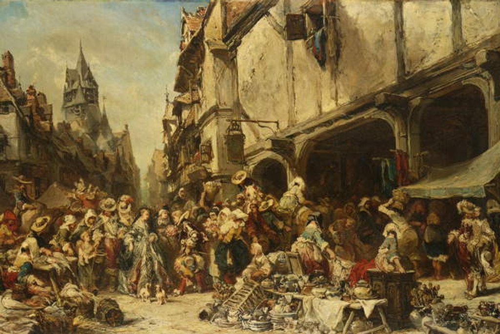Detail of The Market Place, 1862 by Louis Eugene Gabriel Isabey