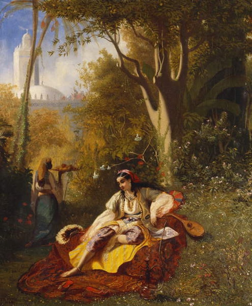 Detail of An Algerian Woman and her Servant in a Garden, 1844 by Charles Theodore Frere