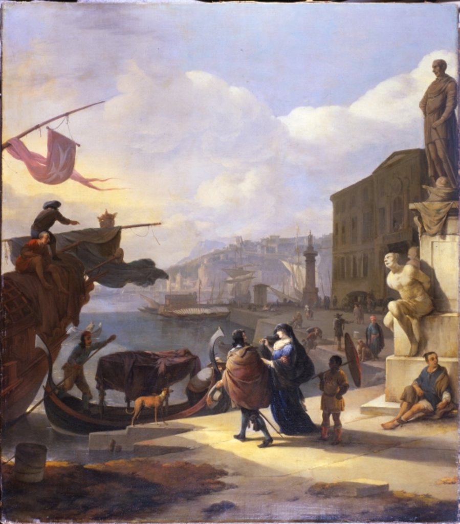 Detail of A Capriccio of a Mediterranean Port by Johannes Lingelbach
