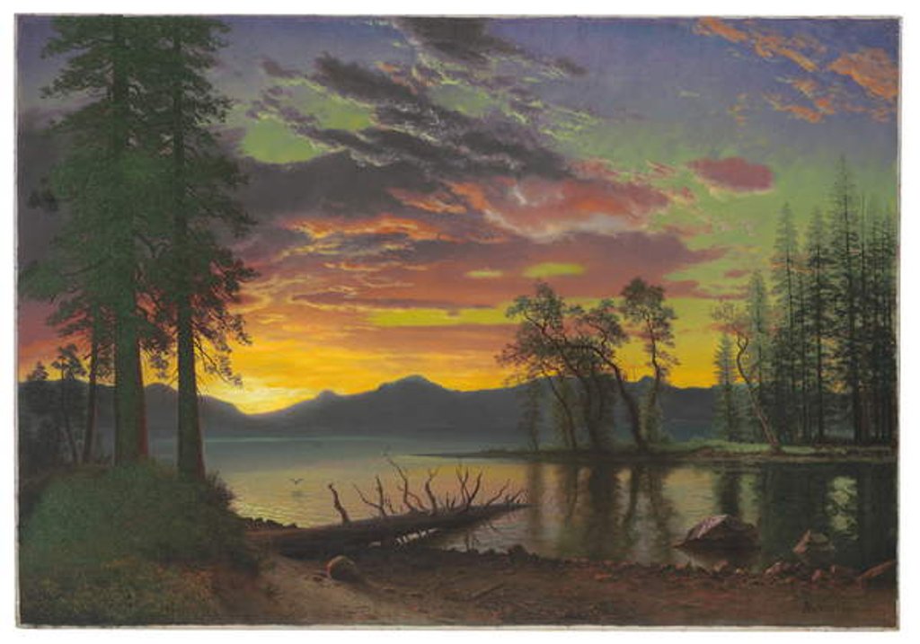 Detail of Twilight, Lake Tahoe, c.1870s by Albert Bierstadt