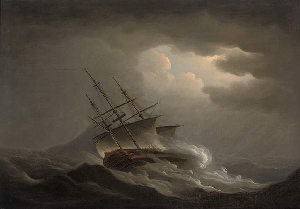 Detail of A frigate heeling in an offshore gale by Nicholas Pocock