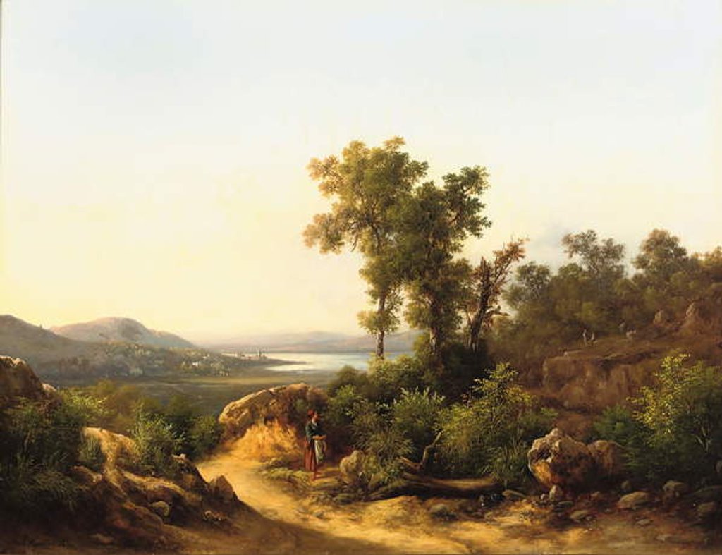 Detail of Trasimeno: A View of Lake Trasimeno, Italy, 1874 by Guido Agostini