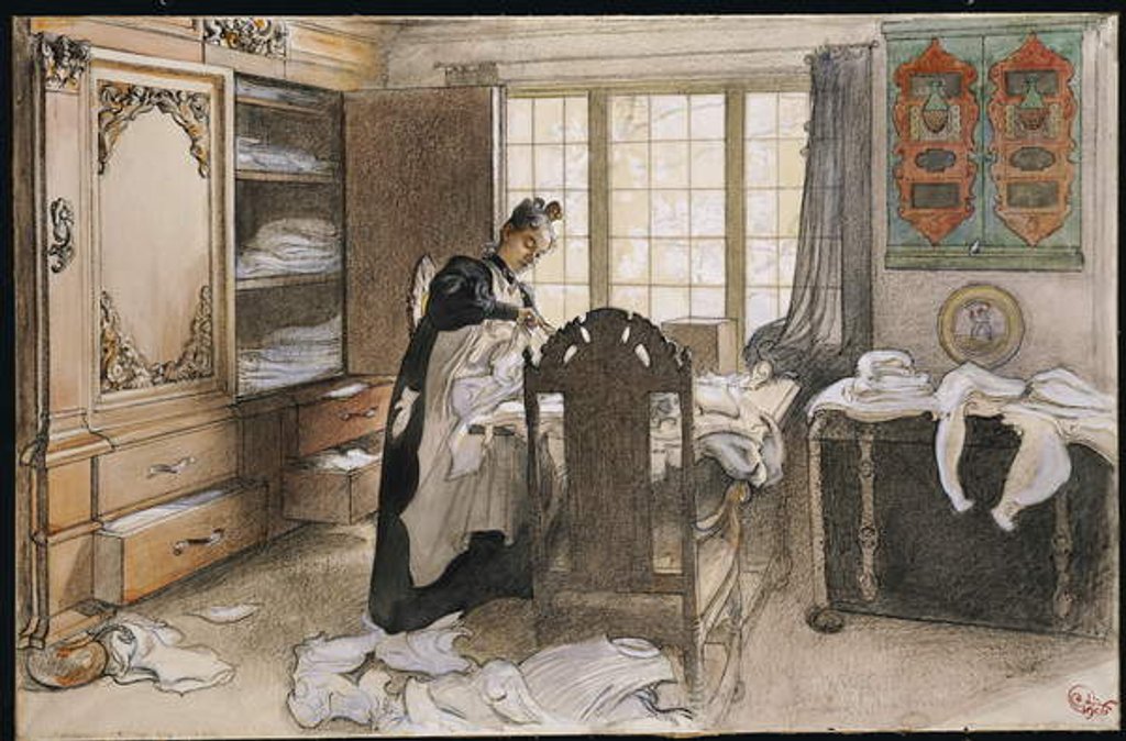 Detail of Karin by the Linen Cupboard, 1906 by Carl Larsson