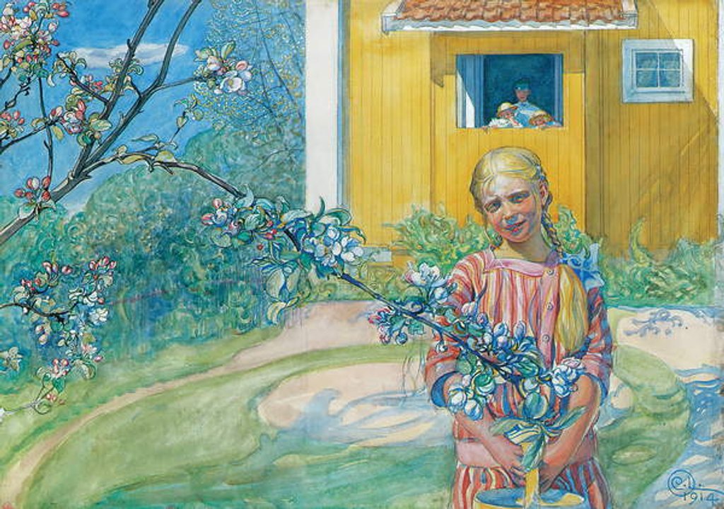 Detail of Girl with Apple Blossom, 1914 by Carl Larsson