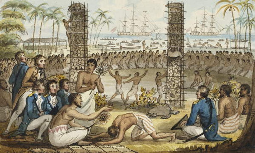 Detail of Captain Cook at the Island of Otaheite by Isaac Robert Cruikshank