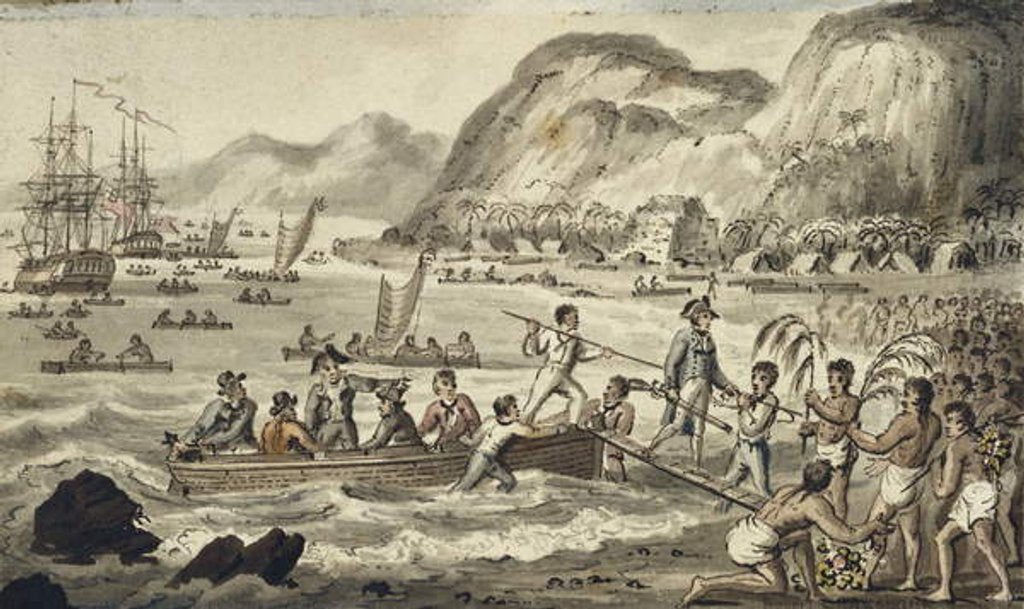 Detail of Captain Cook Landing in Owyhee by Isaac Robert Cruikshank