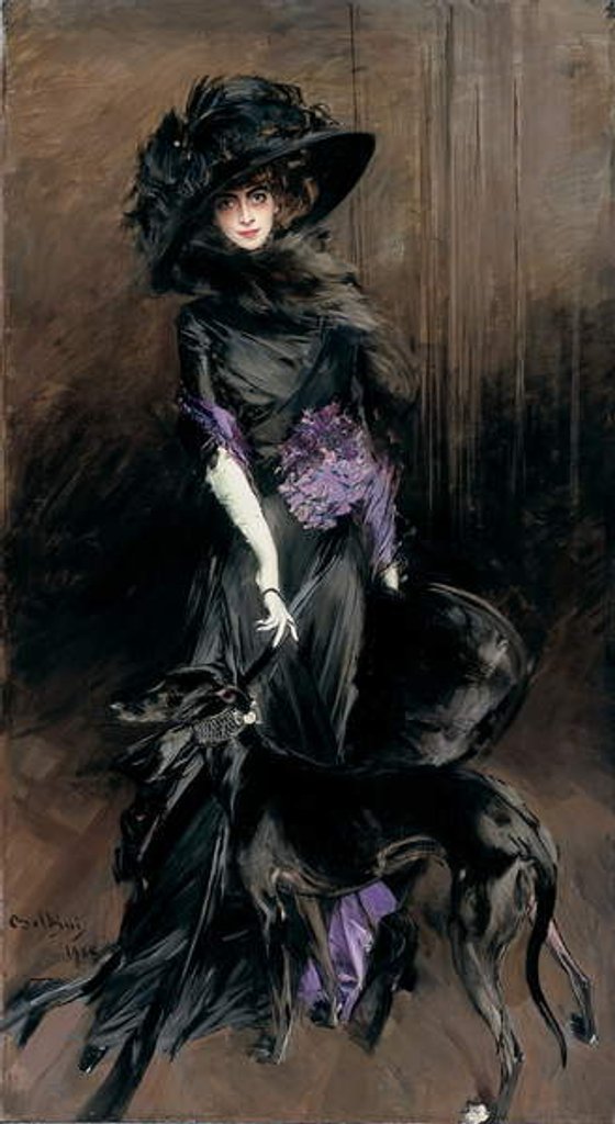 Detail of Portrait of the Marchesa Luisa Casati with a greyhound, 1908 by Giovanni Boldini