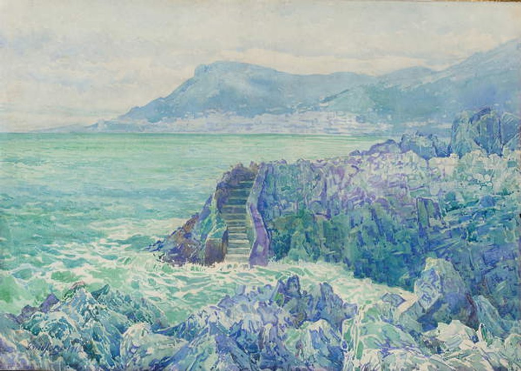 Detail of Rocks on a beach on the Cote d'Azur, 1912 by Gunnar Widforss