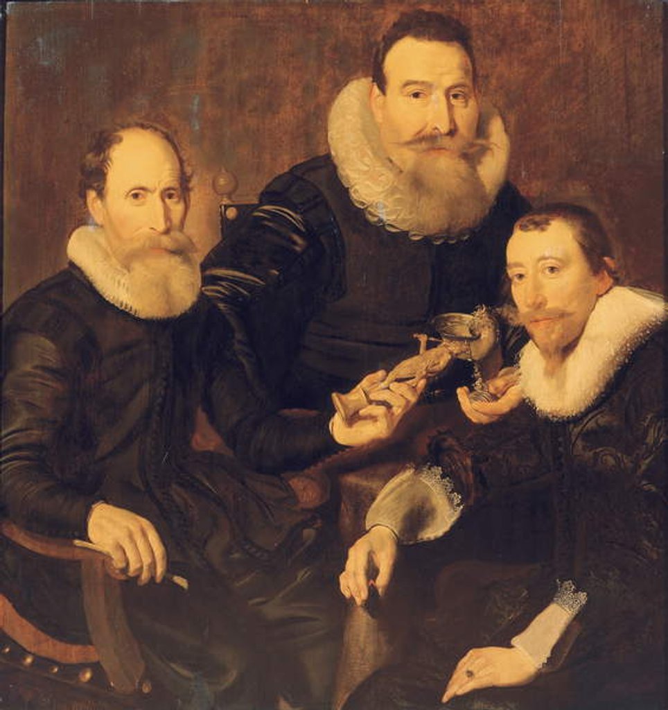 Detail of Group portrait of three gentlemen by Thomas de Keyser