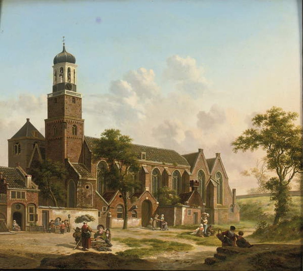 Detail of Townspeople near the Nicolaikerk, Utrecht by Jan Hendrik Verheyen