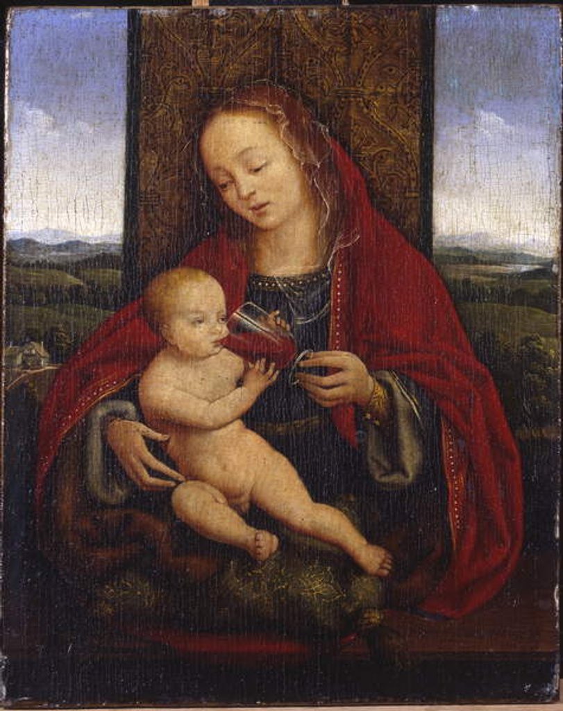 Detail of The Madonna and Child enthroned by Cornelis van (after) Cleve