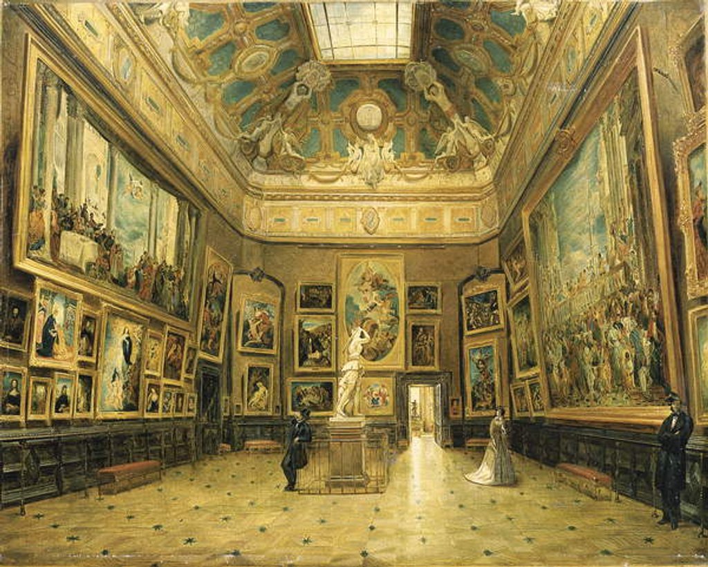 Detail of Le Salon Carre du Louvre, c.1870 by French School