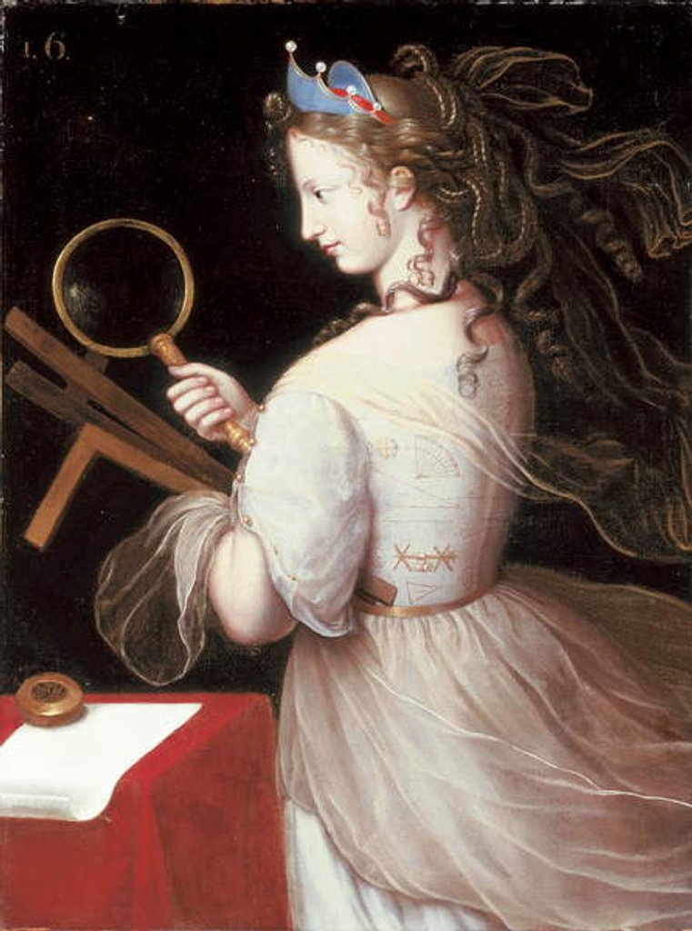 Detail of Portrait of Marie-Charlotte de la Tremouille, Duchess of Saxe-Iena, dressed as an allegory of Geomtery by Henri Beaubrun